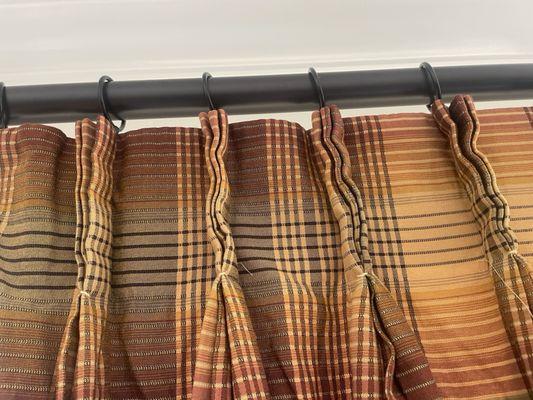 Drapery pleats after cleaning
