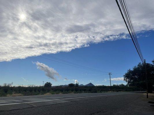 View of the sutter buttes from entrance