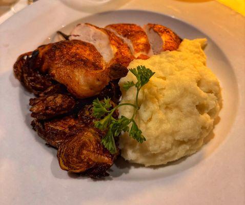 Chicken Breast, Brussel Sprouts, and Mashed Potatoes