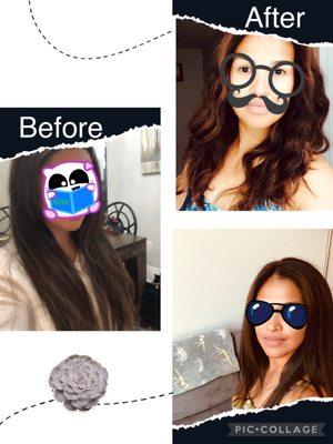 Before and After and after hair wash.