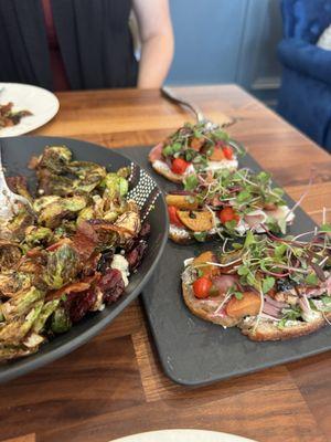 Brussel sprouts and summer crostini