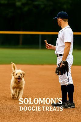 Pro-baseball player giving dog a dog treat.