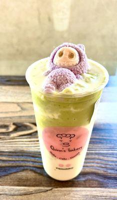 Avocado Coco Shake with Labubu Gelatin topping.