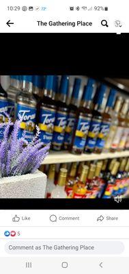 A large variety of syrups to choose from.