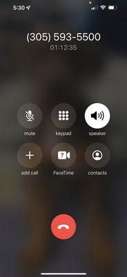 Wait time without even being helped. They hung up on me