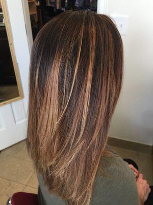 After I colored, toned and cut.