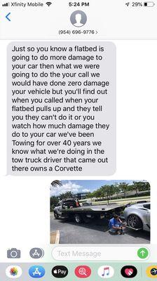 How unprofessional. Thank you J&J Towing for coming to my rescue when Bonnie Towing failed to help!