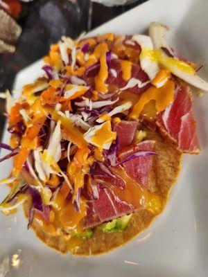 Spicy ahi tuna tostada