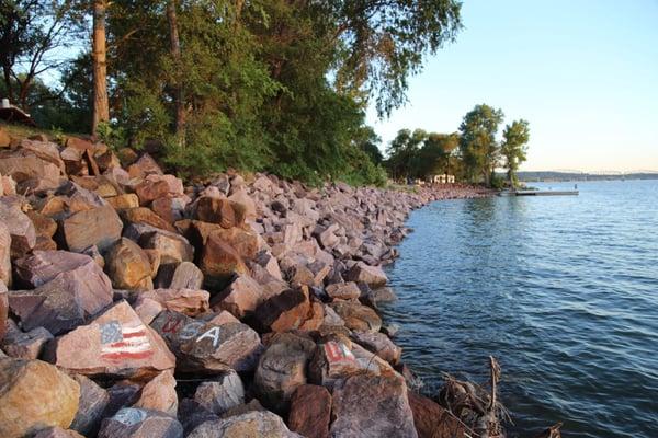 The view from the shore behind site 53