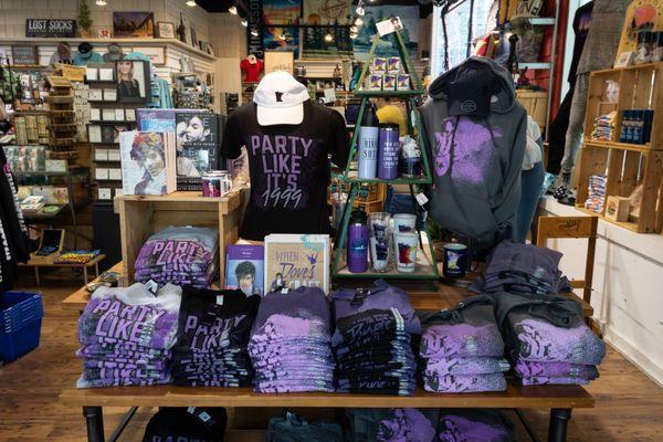 Find all your Prince memorabilia like shirts, hats, drinkware, books and more at the I Love Minnesota store at the Mall of America.