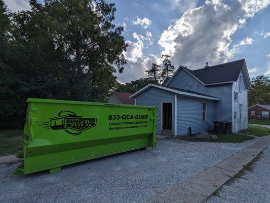 Dumpster placed right by our back door where we wanted it