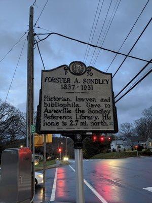 Forster A. Sondley Historical Marker, Asheville