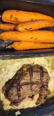 Filet with Truffle Butter Mashed Potatoes and Carrots