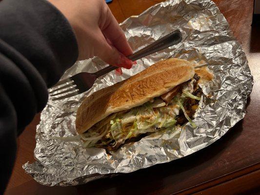 This was 11$ it's ridiculous it was cold and the bread look like 2 pancakes!