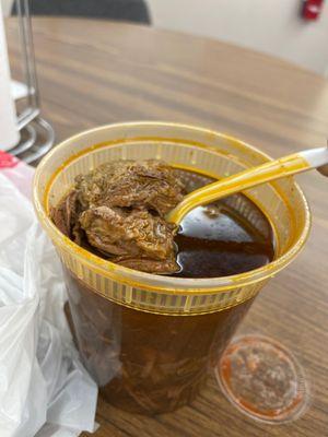 Caldo de Birria, comes with your choice of tortilla. Complimentary chips & salsa