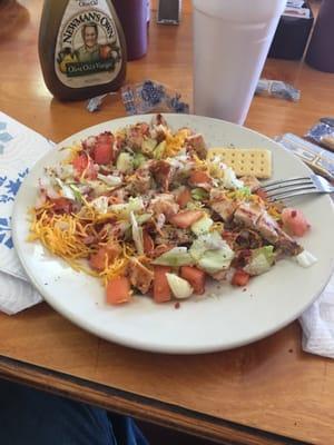 Eating a awesome salad with my honey and stepwife and sister in law