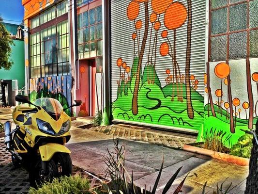 RSCHQ Mural and Sherman Tank's motorcycle.