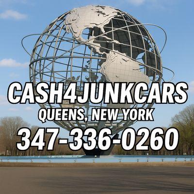 Picture With Unisphere in Flushing Meadow Park Queens NY. With our phone number displayed