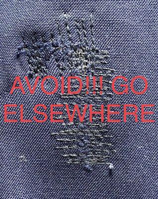 This place ruined my dress with the worst stitching job I have ever seen (pictured) and charged me for services I didn't ask for