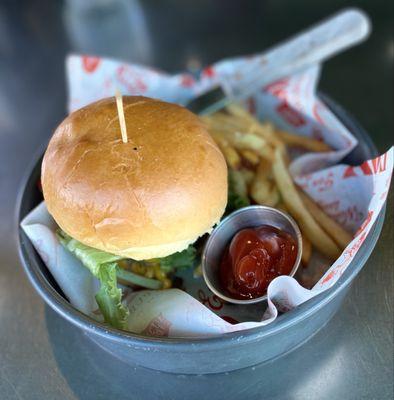 The Foxxy Foxxy Burger, medium rare, no pickles, no tomatoes, add fried jalapeños