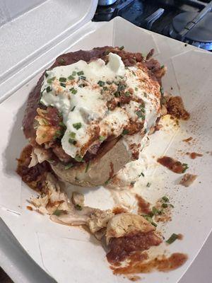 Chicken BBq potato loaded with sourcream despite asking for no dairy no pork!
