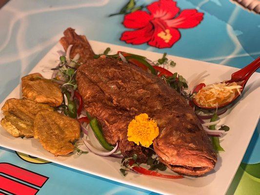Fried snapper with bunnon