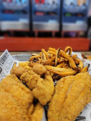 (3) Catfish, (3) Shrimp, Hushpuppies, and Fries -- $20.00