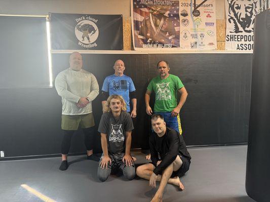 Team training session at Gremlin Jiu-Jitsu in Tulsa -- building skills, strength, and community on the mats.
