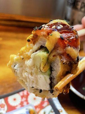 Houston roll - surprised it was fried. We obviously didn't read the description well but, this was luscious goodness.