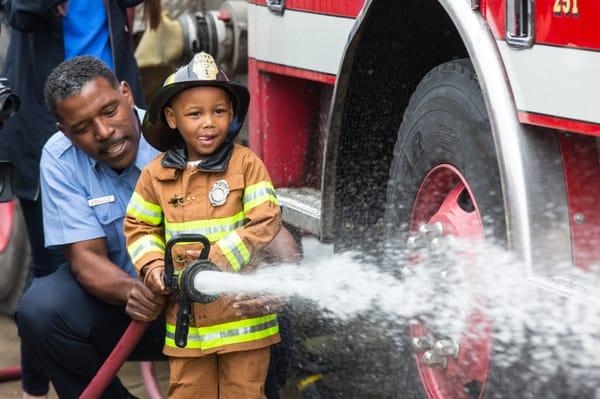 Tyren, 3, who had a heart transplant, wished to be a fireman.