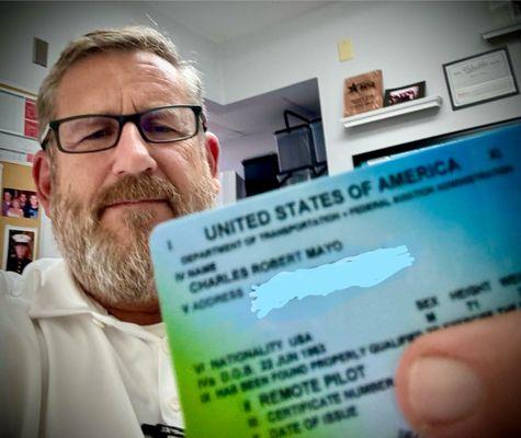 FAA Licensed for Commercial Drone piloting