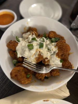My fav!!! Buffalo cauliflower with bleu cheese and scallions!!