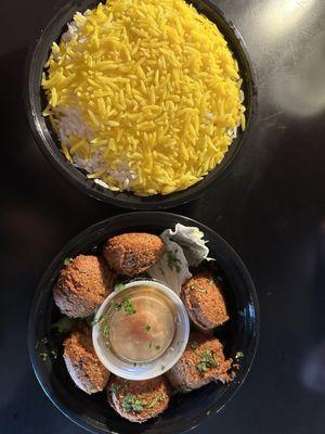 Falafel with hummus and Saffron Rice