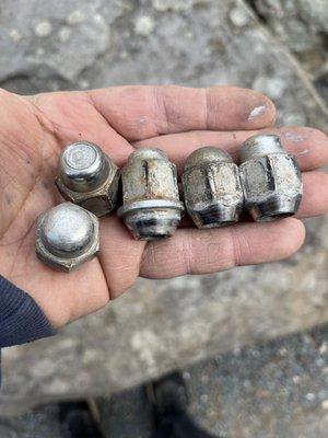 Different lug nuts were used than the original ones that I had.