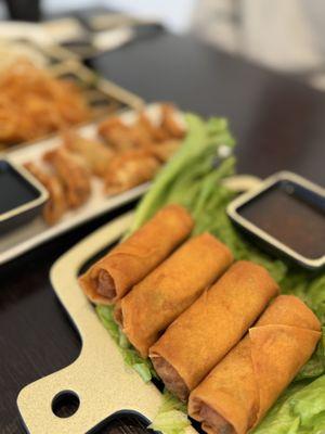 Spring rolls, dumplings