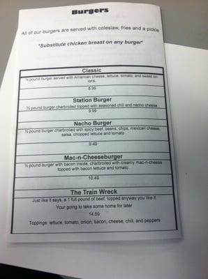 Current Menu as of 12/5/13