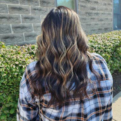 Beautiful cool but warm dimensional color done by owner Jarrett Hadley