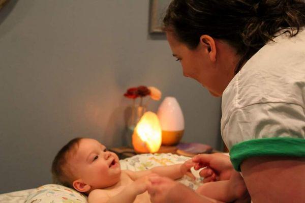 Performing Infant massage
