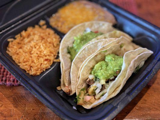 Two carne asada taco combo. Hefty tacos with tasty meat. One of my favs!