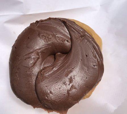 Chocolate frosted donut $2, amazing frosting!