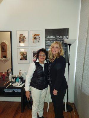 Laara Raynier with Gidget Badini from McKees Rocks Pa. Attended Master Cutter Academy in New York City.