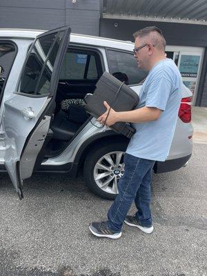 Goodwill rep, with a Printer and some materials