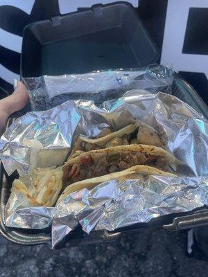 Discada Serrana beef and chicken on corn