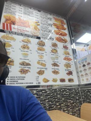 Menu on the left wall