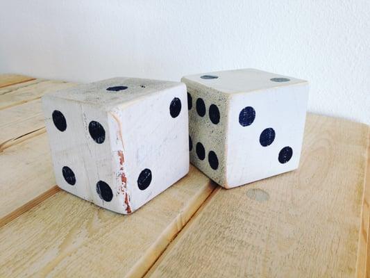 Reclaimed wood jumbo dice. Super cool home décor!