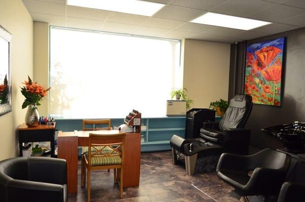 Get your hair washed in our state of the art shampoo area or nails polished by the best!