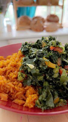 jollof rice vegetarian if you ask for the chicken on the side with the fantastic greens