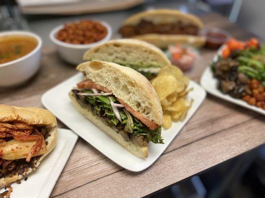 Korean Bulgogi with Kimchi Mediterranean Eggplant Medley Crispy Crunchy Side Golden Carrot Ginger Soup