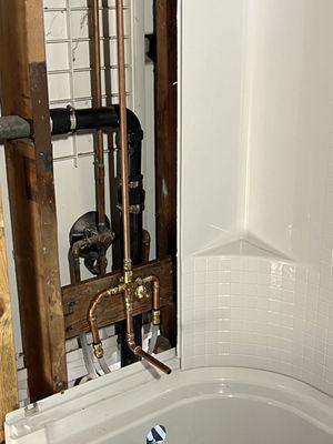 New tub shower system new shower valve