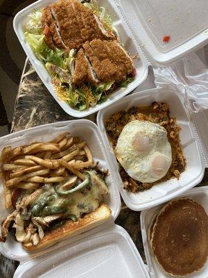 Chicken Philly Cheese Sandwich, Country Chicken Skillet (add jalapeño), Mauris Salad
